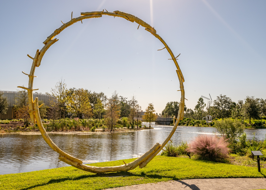 The Sun sculpture by Ugo Rondinone, located in the Sydney and Walda Besthoff Sculpture Garden.