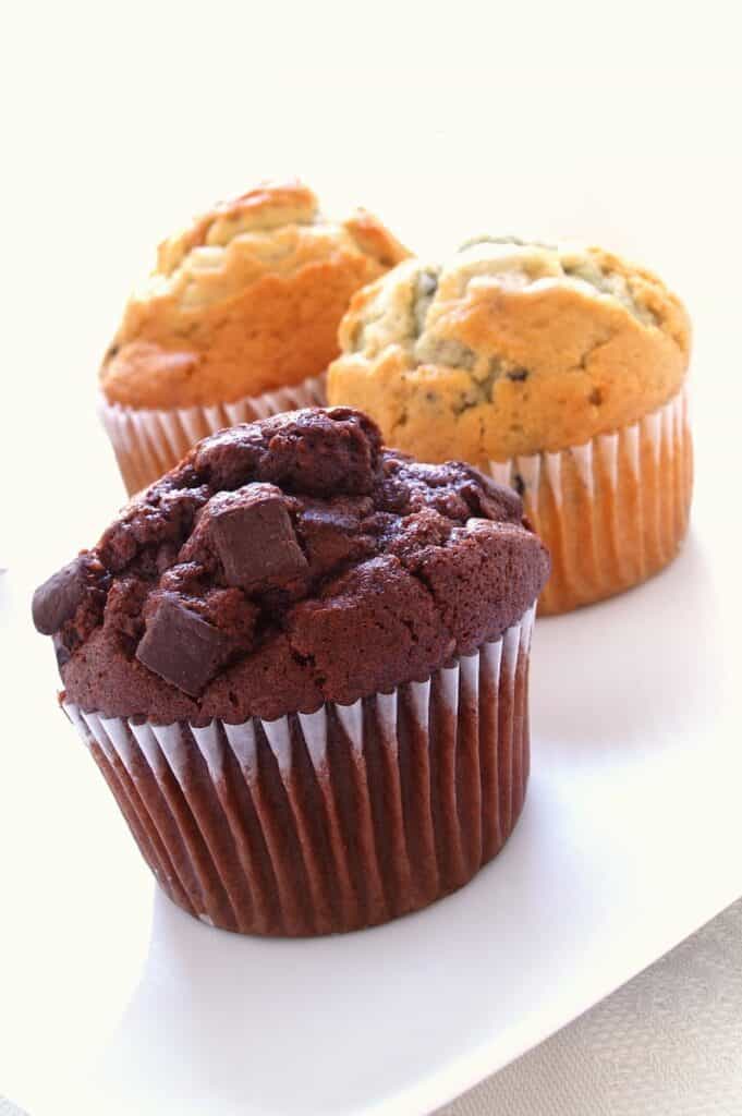 muffin selection on white background